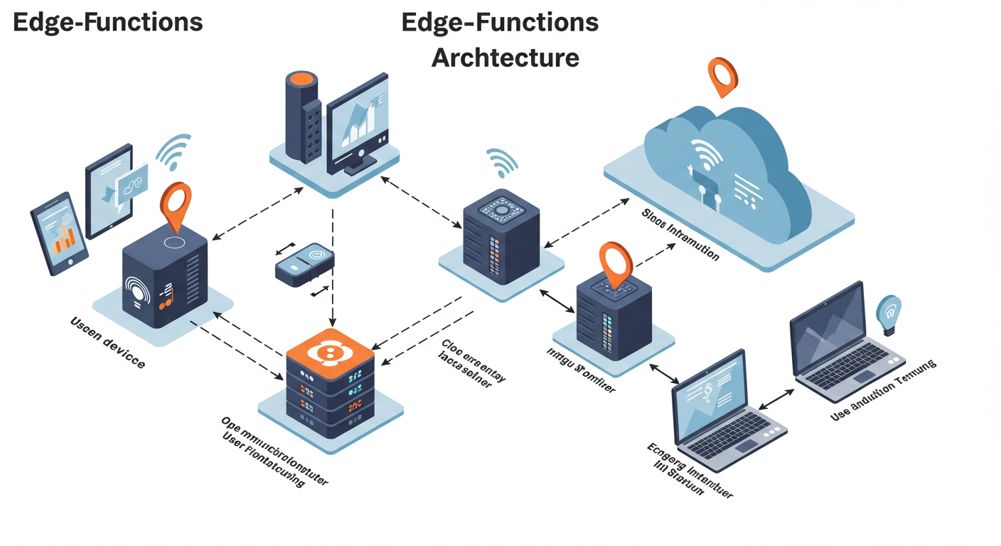 Architecture diagram showing edge functions integration with serverless hosting